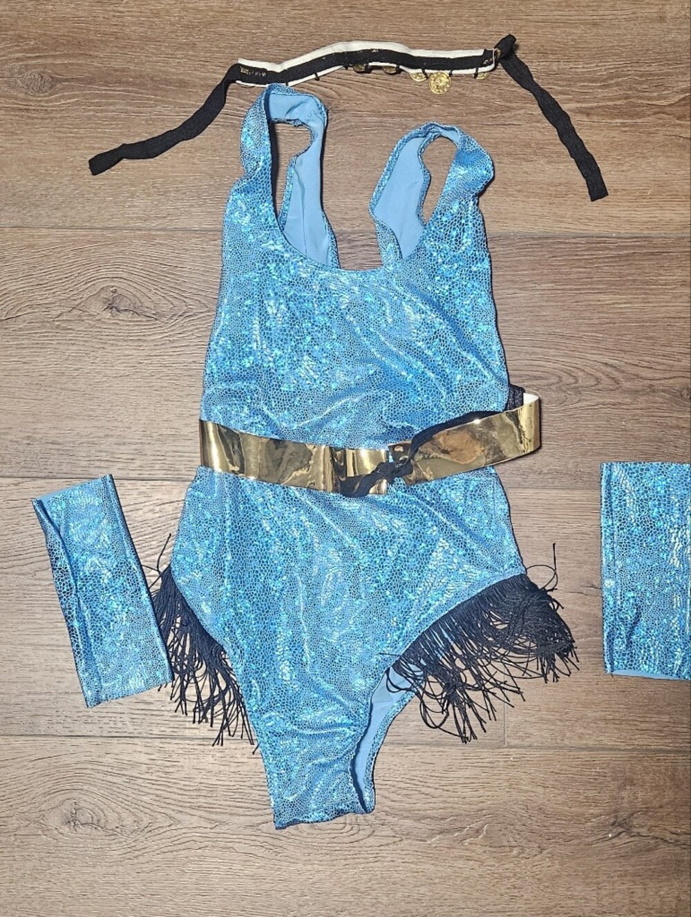Blue & Gold Bodysuit Rave Set - Picture 9 of 9